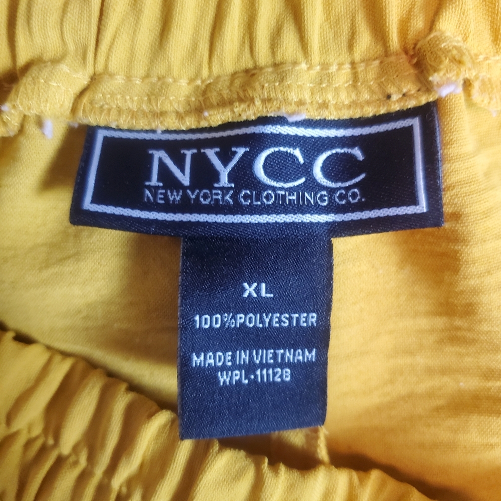 NYCC Pull On Adjustable Waist Button Detail Cargo Ankle Pants, XL, Yellow - Picture 9 of 14